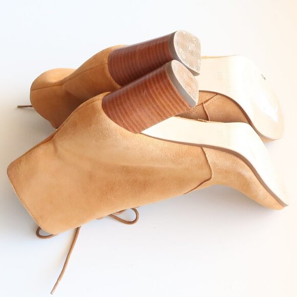 Marc Fisher Suede Leather Block Heel Lace-up Ankle Boots / Booties Size 7.5 - Picture 14 of 16